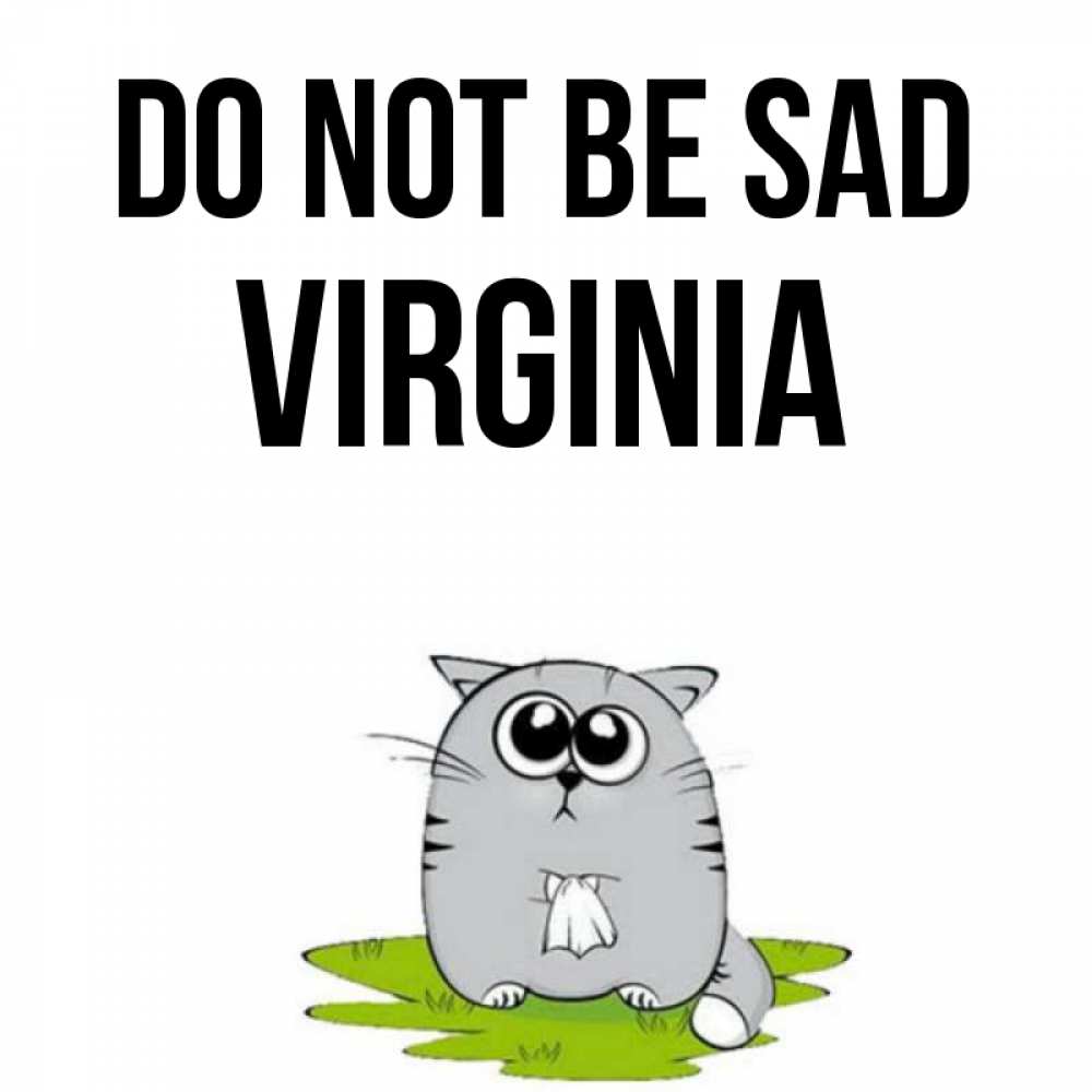 Greetings card с именем, Virginia Do not be sad грустный котяра Greetings with text for free download 