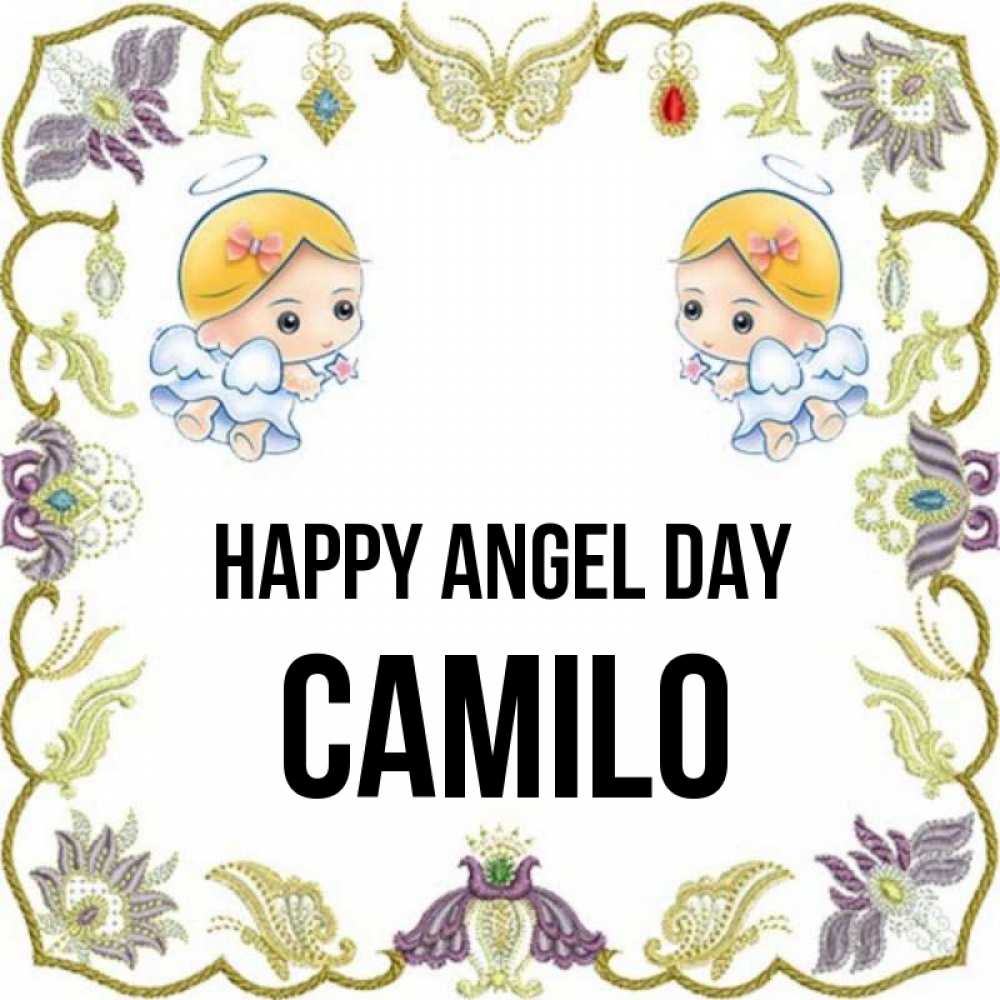Greetings card с именем, Camilo happy angel day маленькие ангелы с крылышками Greetings with text for free download 
