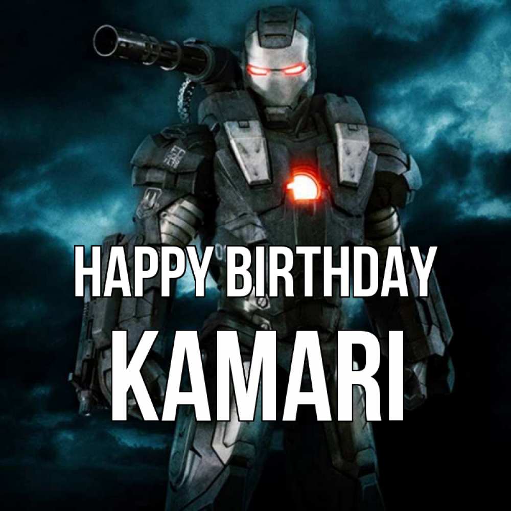 Greetings card с именем, Kamari Happy Birthday марвел супергерой в новом костюме Greetings with text for free download 