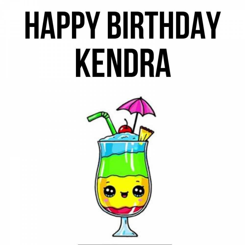 Greetings card с именем, Kendra Happy Birthday с зонтиком Greetings with text for free download 