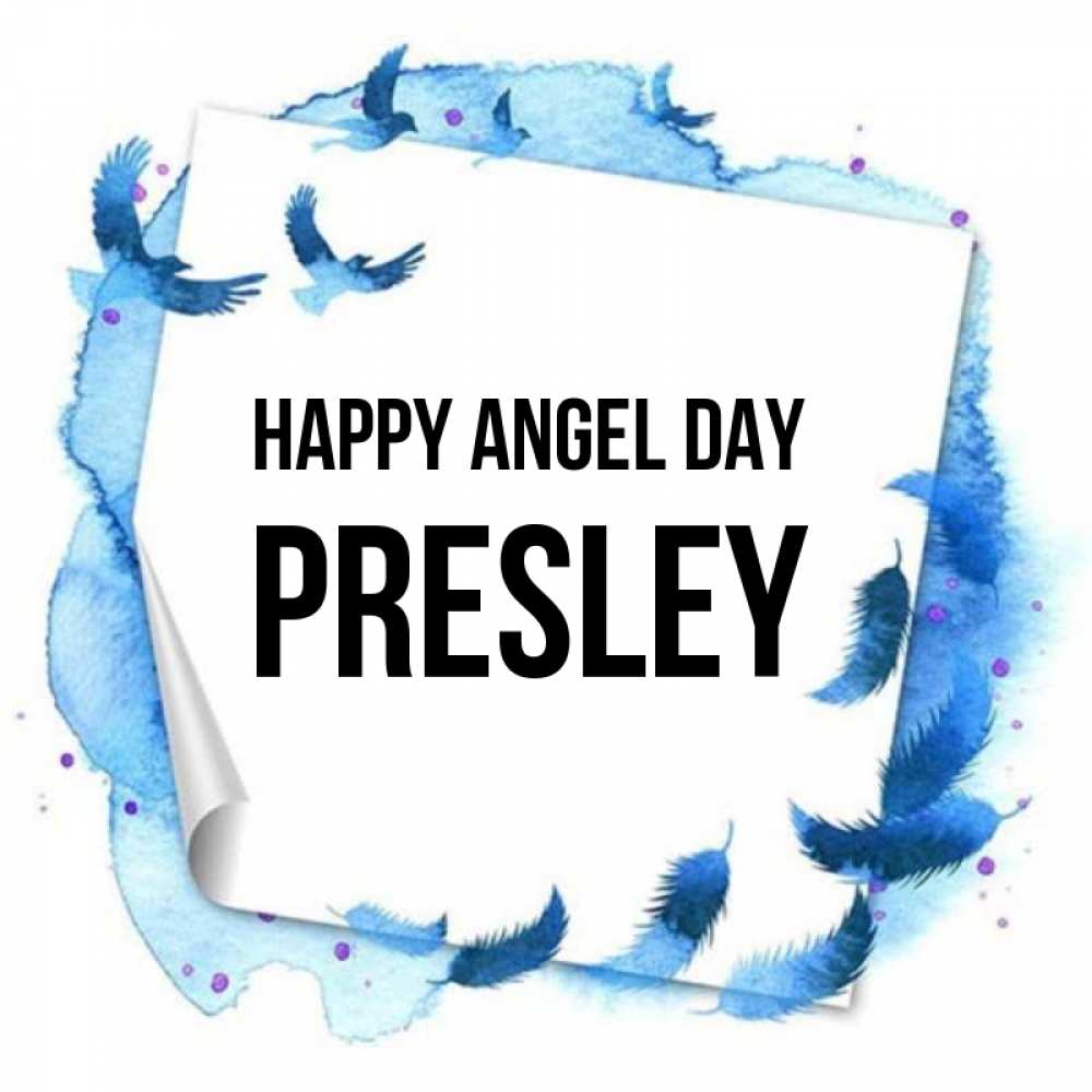 Greetings card с именем, Presley happy angel day красивые птицы летят Greetings with text for free download 