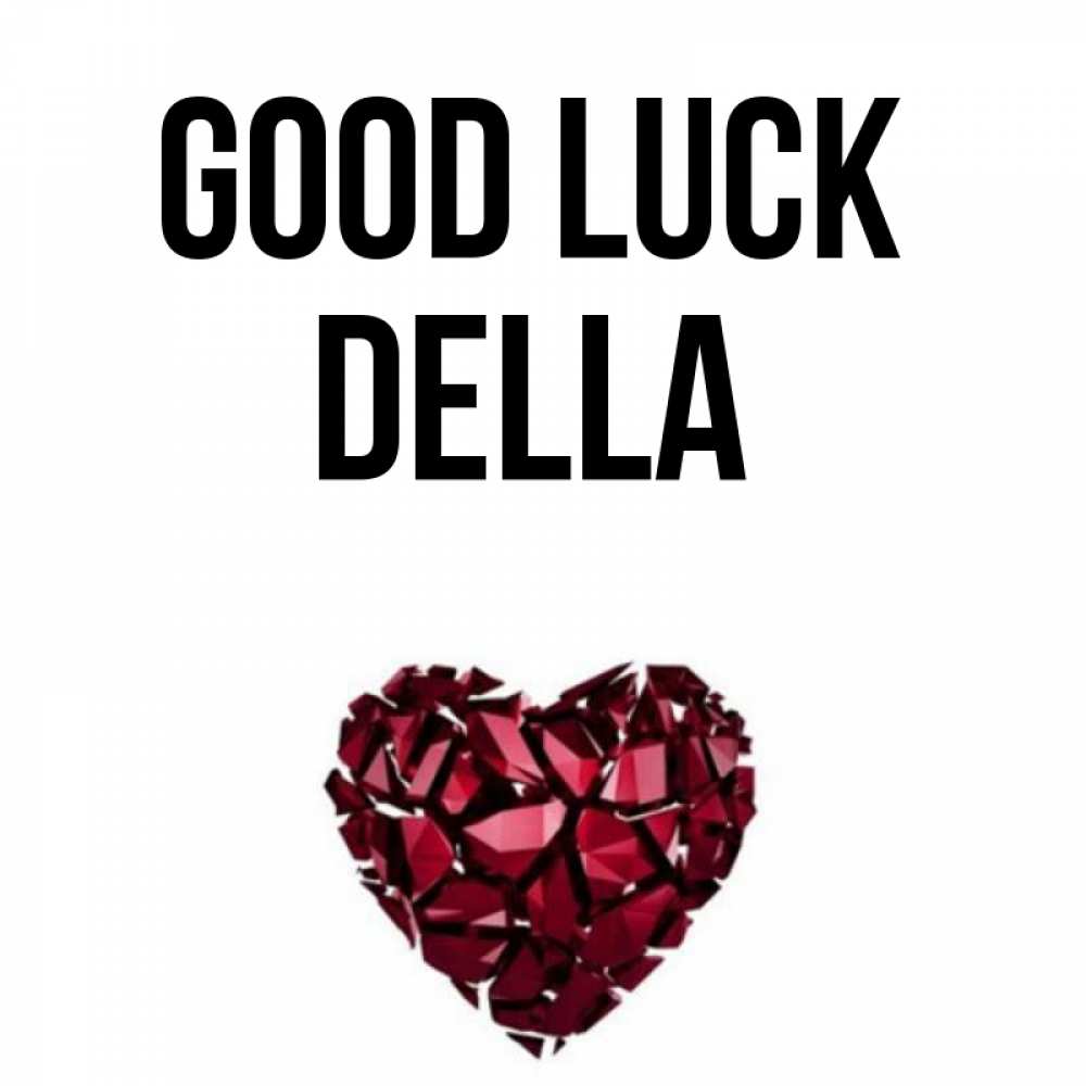 Greetings card с именем, Della Good luck бордовое из кристаллов  1 Greetings with text for free download 