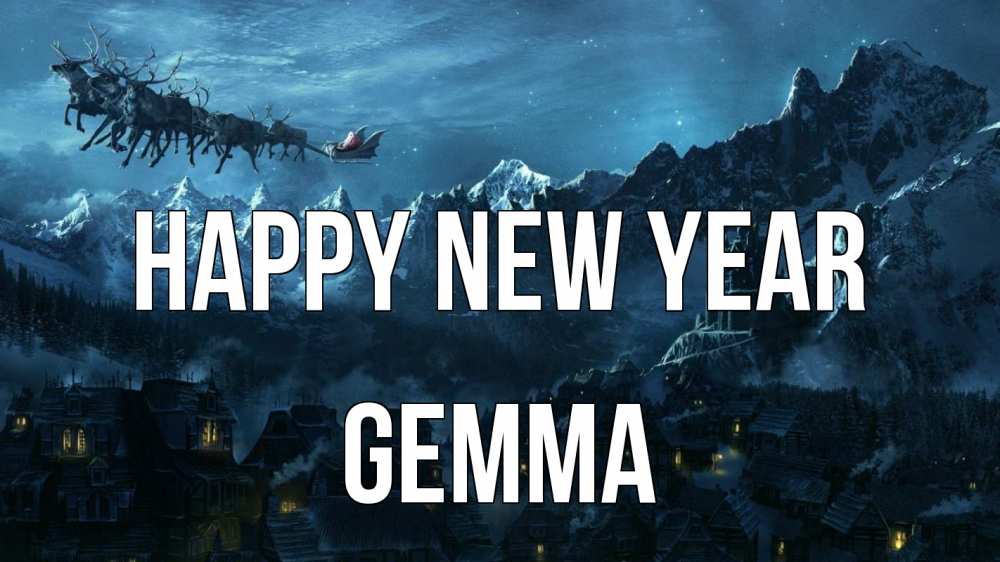 Greetings card с именем, Gemma Happy New Year дед мороз олени Greetings with text for free download 