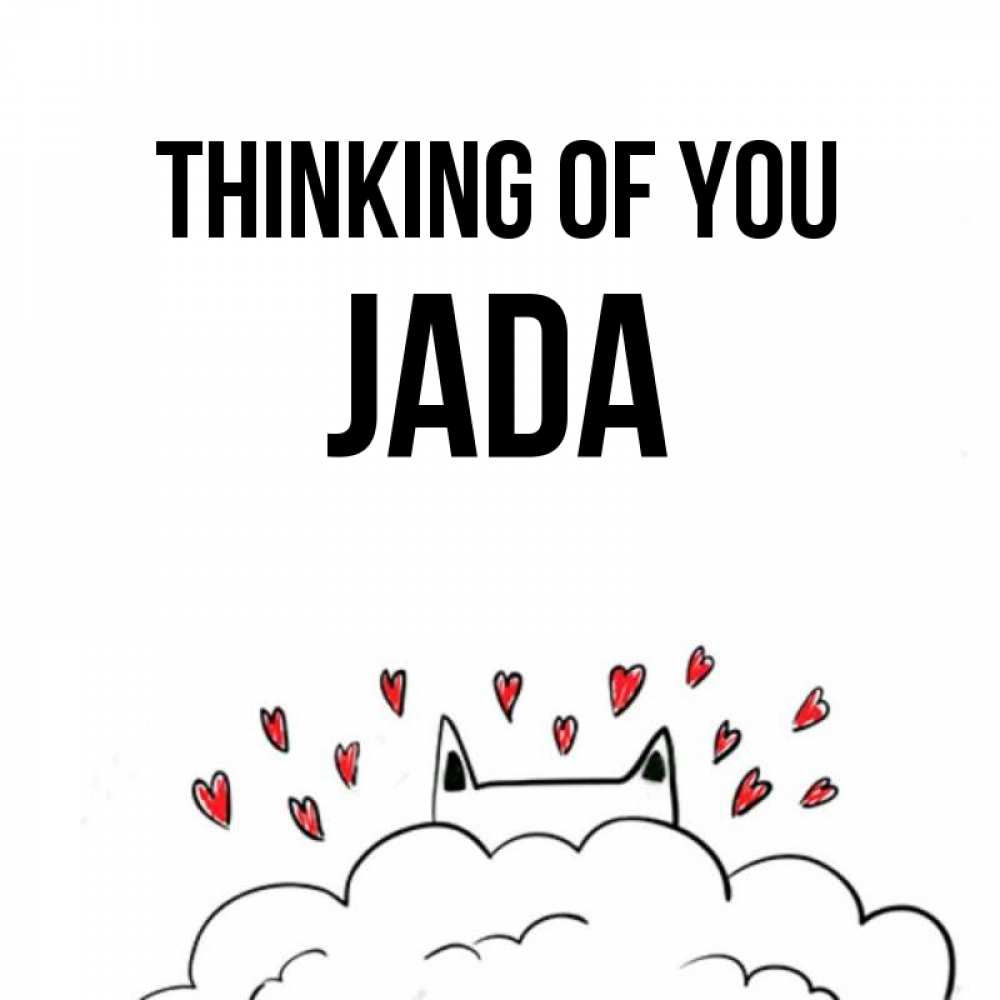 Greetings card с именем, Jada Thinking of you кот за облаком Greetings with text for free download 