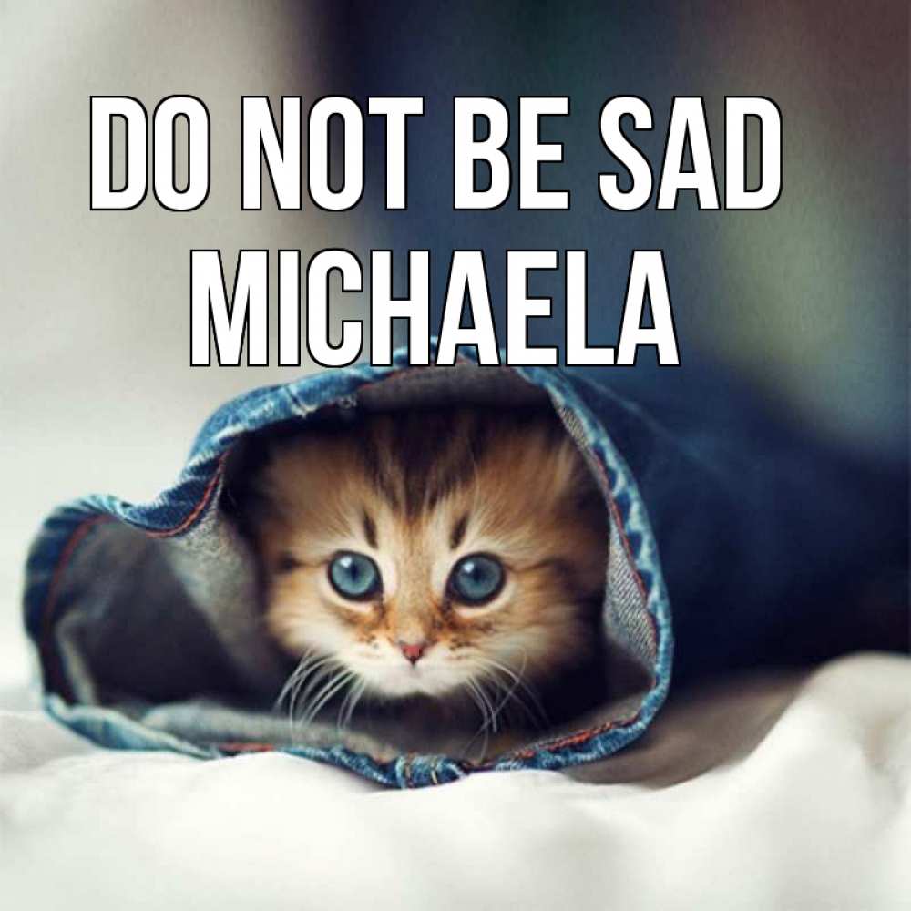 Greetings card с именем, Michaela Do not be sad рыжик котик Greetings with text for free download 