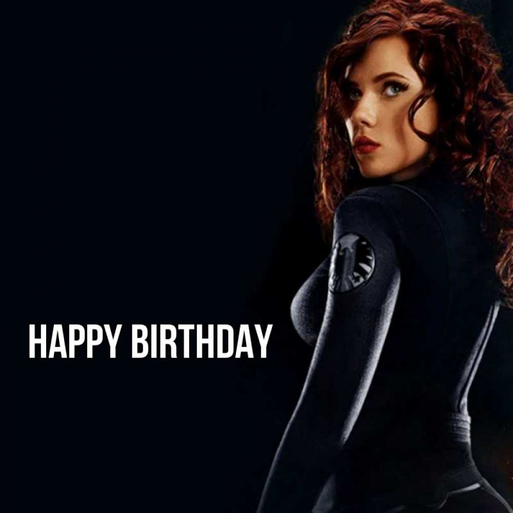 Greetings card с именем, выберите-имя Happy Birthday Марвел черная вдова Greetings with text for free download 