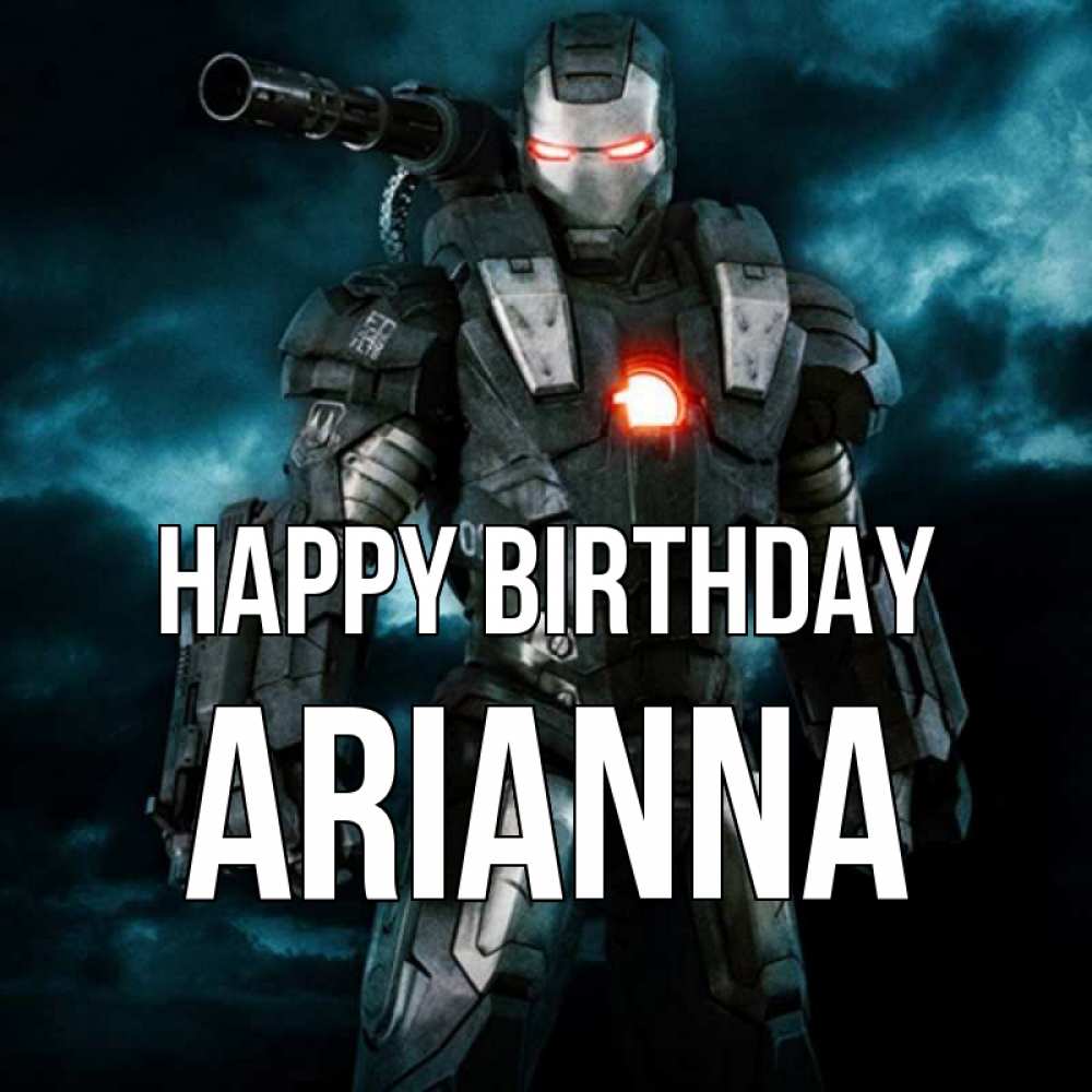 Greetings card с именем, Arianna Happy Birthday марвел супергерой в новом костюме Greetings with text for free download 