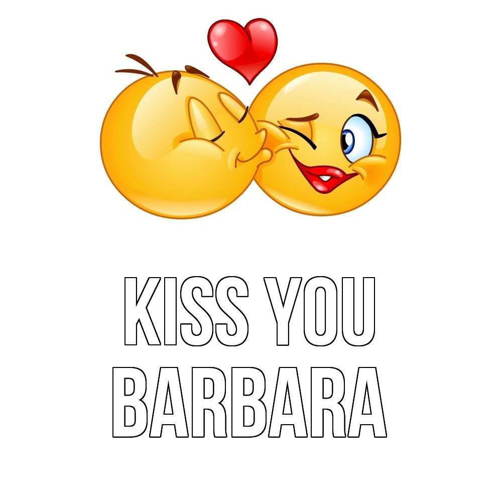 Greetings card с именем, Barbara Kiss you губы и белые зубы Greetings with text for free download 