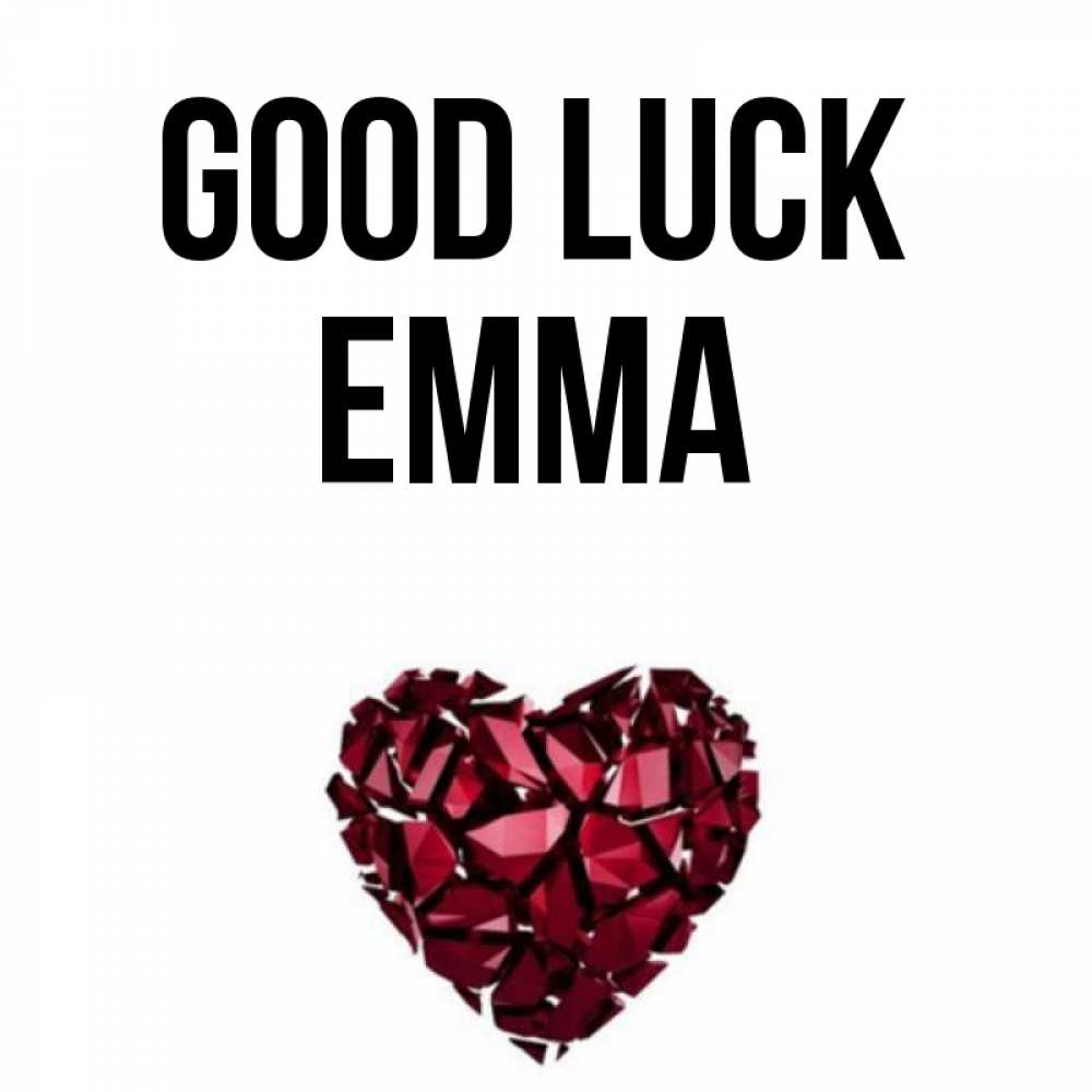 Greetings card с именем, Emma Good luck бордовое из кристаллов  1 Greetings with text for free download 