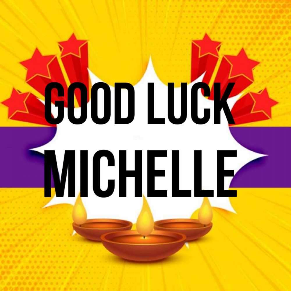 Greetings card с именем, Michelle Good luck векторное изображение Greetings with text for free download 