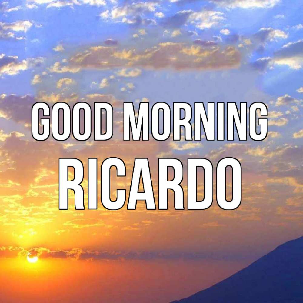 Greetings card с именем, Ricardo Good morning облака и солнце Greetings with text for free download 