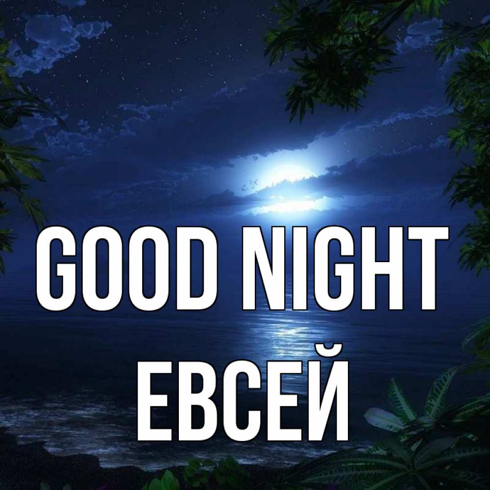 Greetings card с именем, Евсей Good night тропический остров Greetings with text for free download 