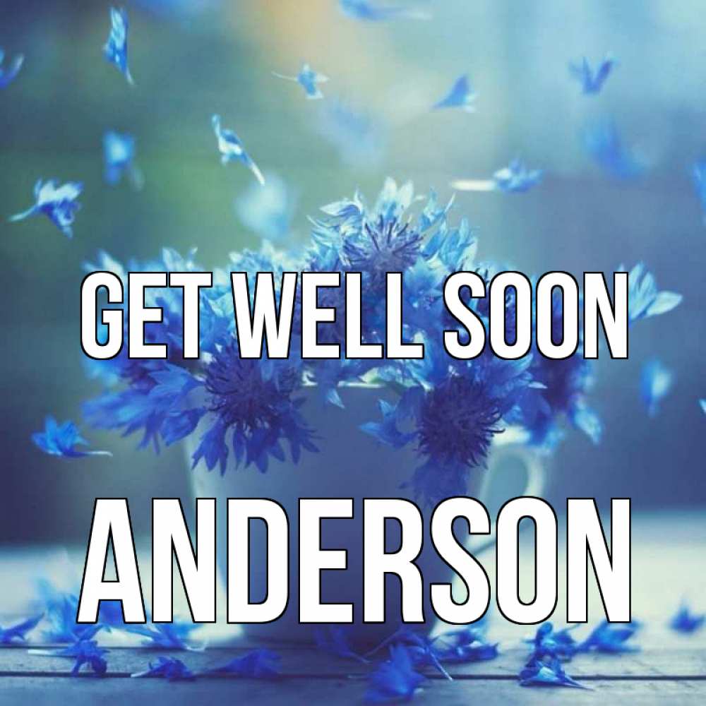 Greetings card с именем, Anderson Get well soon кружка с зельем и цветами Greetings with text for free download 