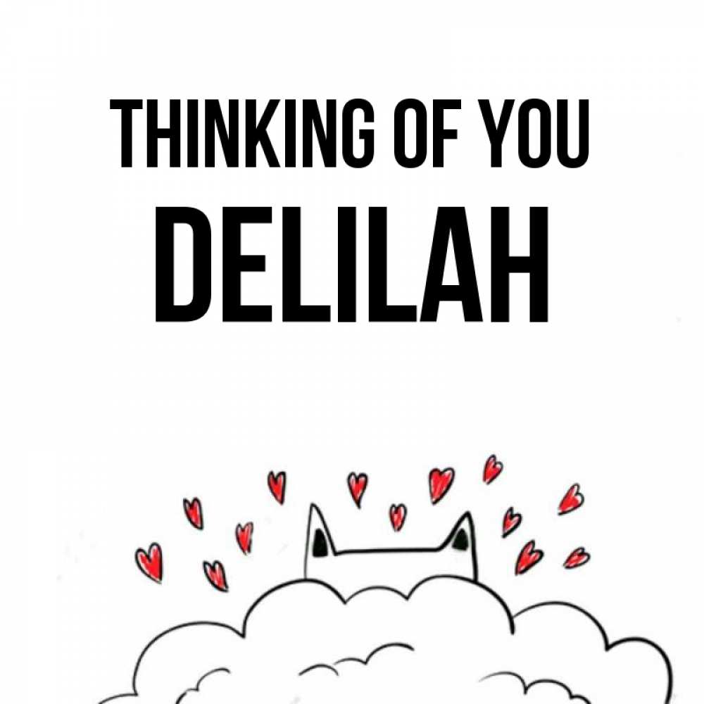 Greetings card с именем, Delilah Thinking of you кот за облаком Greetings with text for free download 
