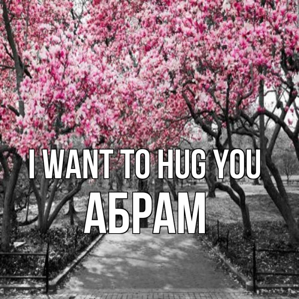 Greetings card с именем, Абрам I want to hug you обработанное фото Greetings with text for free download 