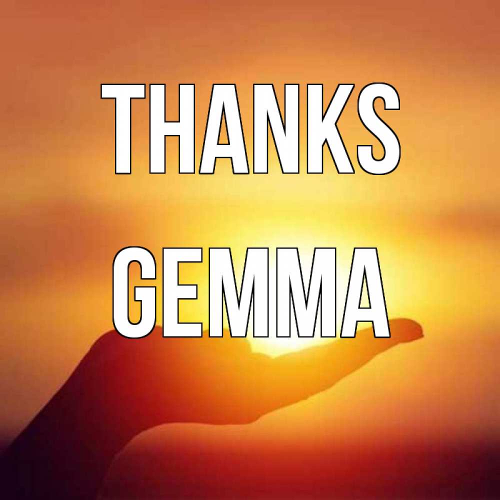 Greetings card с именем, Gemma Thanks закат Greetings with text for free download 