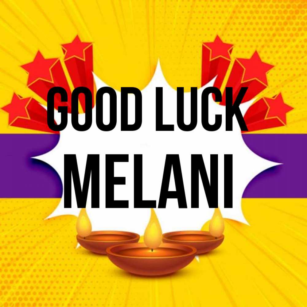 Greetings card с именем, Melani Good luck векторное изображение Greetings with text for free download 