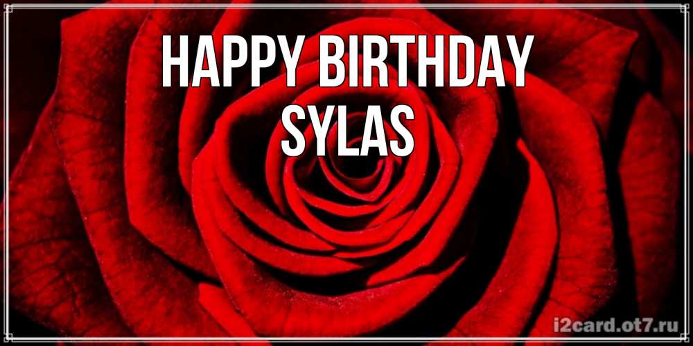 Greetings card с именем, Sylas Happy Birthday алая роза Greetings with text for free download 