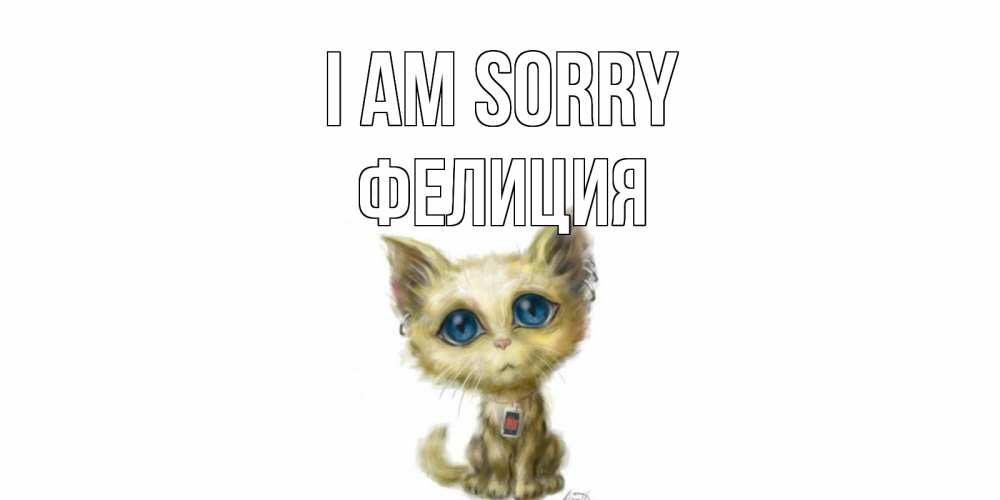 Greetings card с именем, Фелиция I am sorry прости меня открытка с котиком Greetings with text for free download 