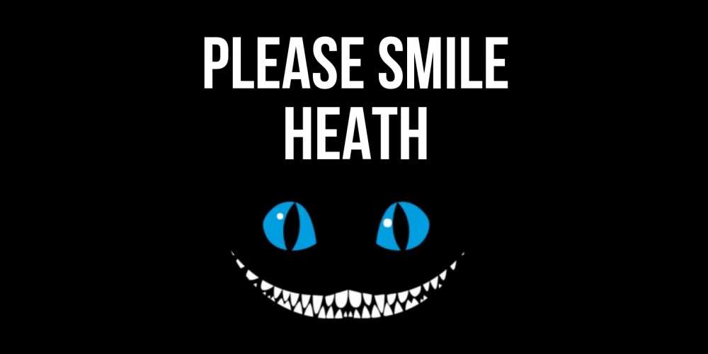 Greetings card с именем, Heath Please smile кот улыбается Greetings with text for free download 