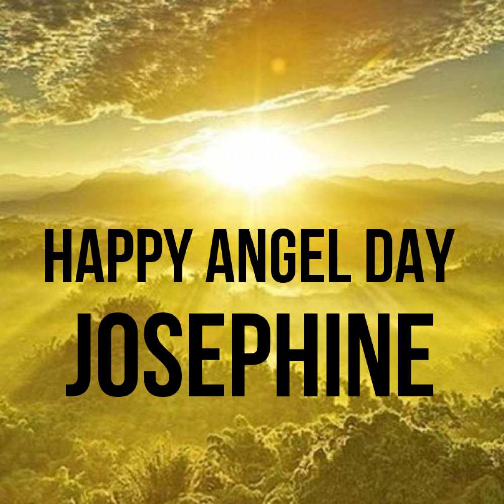 Greetings card с именем, Josephine happy angel day леса и небо в желтом Greetings with text for free download 