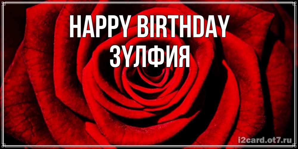 Greetings card с именем, ЗҮЛФИЯ Happy Birthday алая роза Greetings with text for free download 