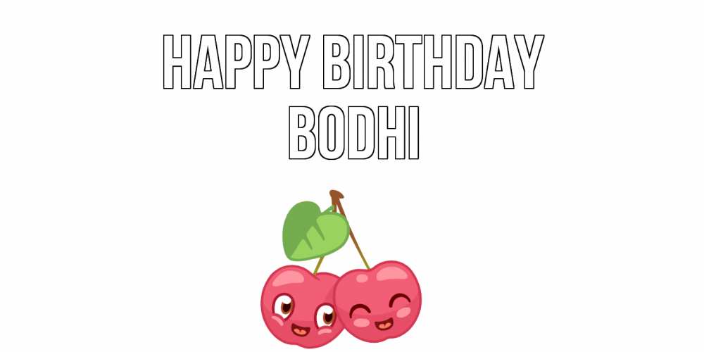 Greetings card с именем, Bodhi Happy Birthday вишенки Greetings with text for free download 