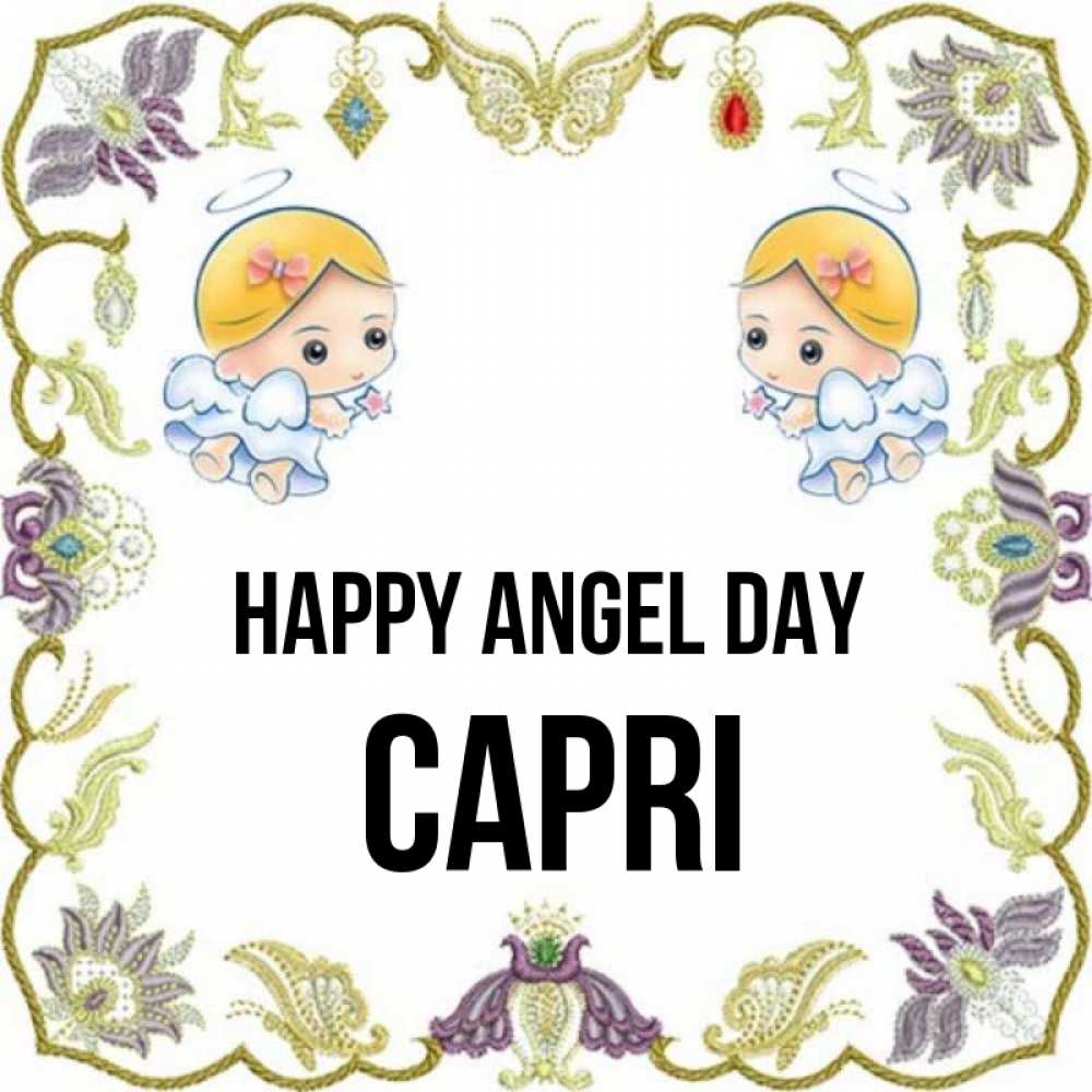 Greetings card с именем, Capri happy angel day маленькие ангелы с крылышками Greetings with text for free download 