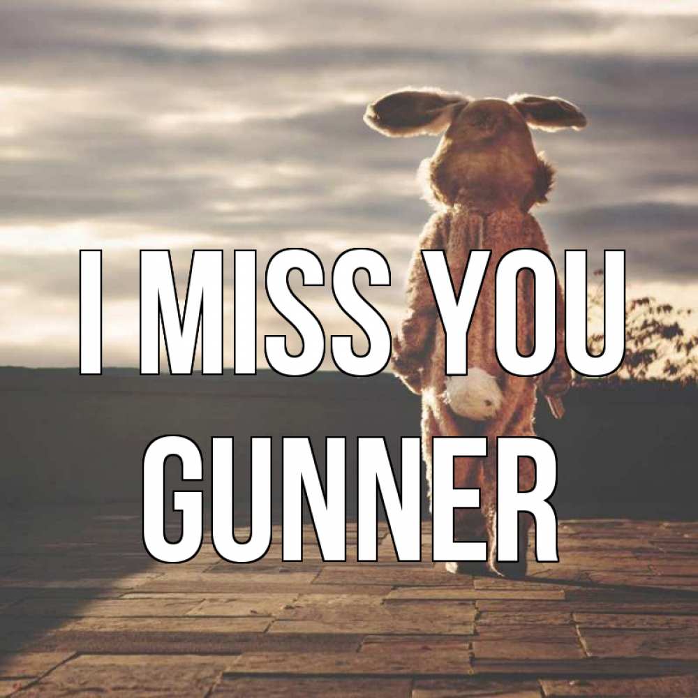 Greetings card с именем, Gunner I miss you даже в костюме зайца Greetings with text for free download 