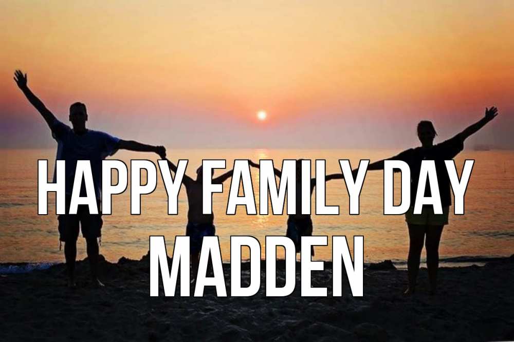Greetings card с именем, Madden happy family day мама, папа, дети, дочка,сын, море, пляж, закат Greetings with text for free download 
