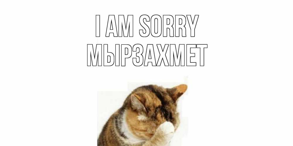 Greetings card с именем, МЫРЗАХМЕТ I am sorry кот Greetings with text for free download 
