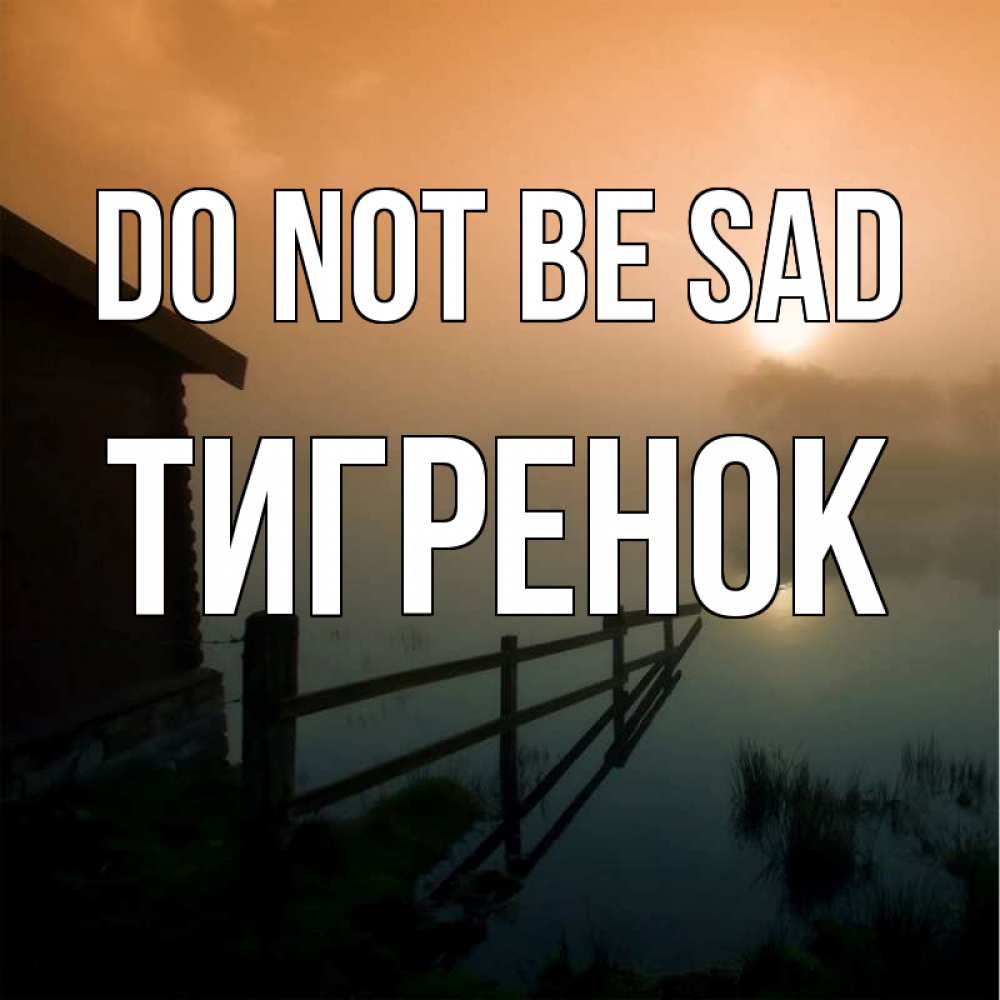 Greetings card с именем, Тигренок Do not be sad дом у озера Greetings with text for free download 