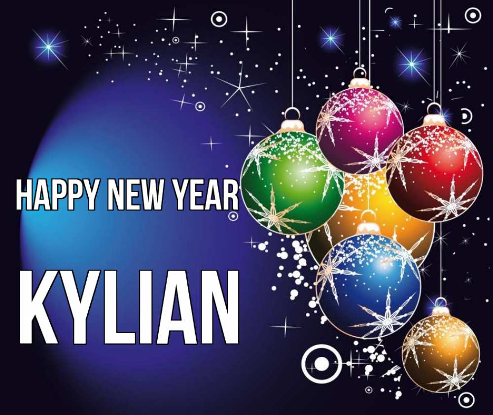 Greetings card с именем, Kylian Happy New Year новый год Greetings with text for free download 