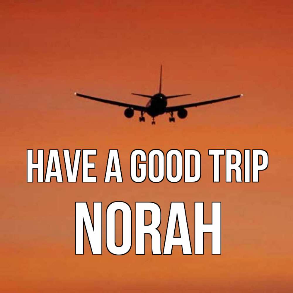 Greetings card с именем, Norah Have a good trip силуэт самолета Greetings with text for free download 