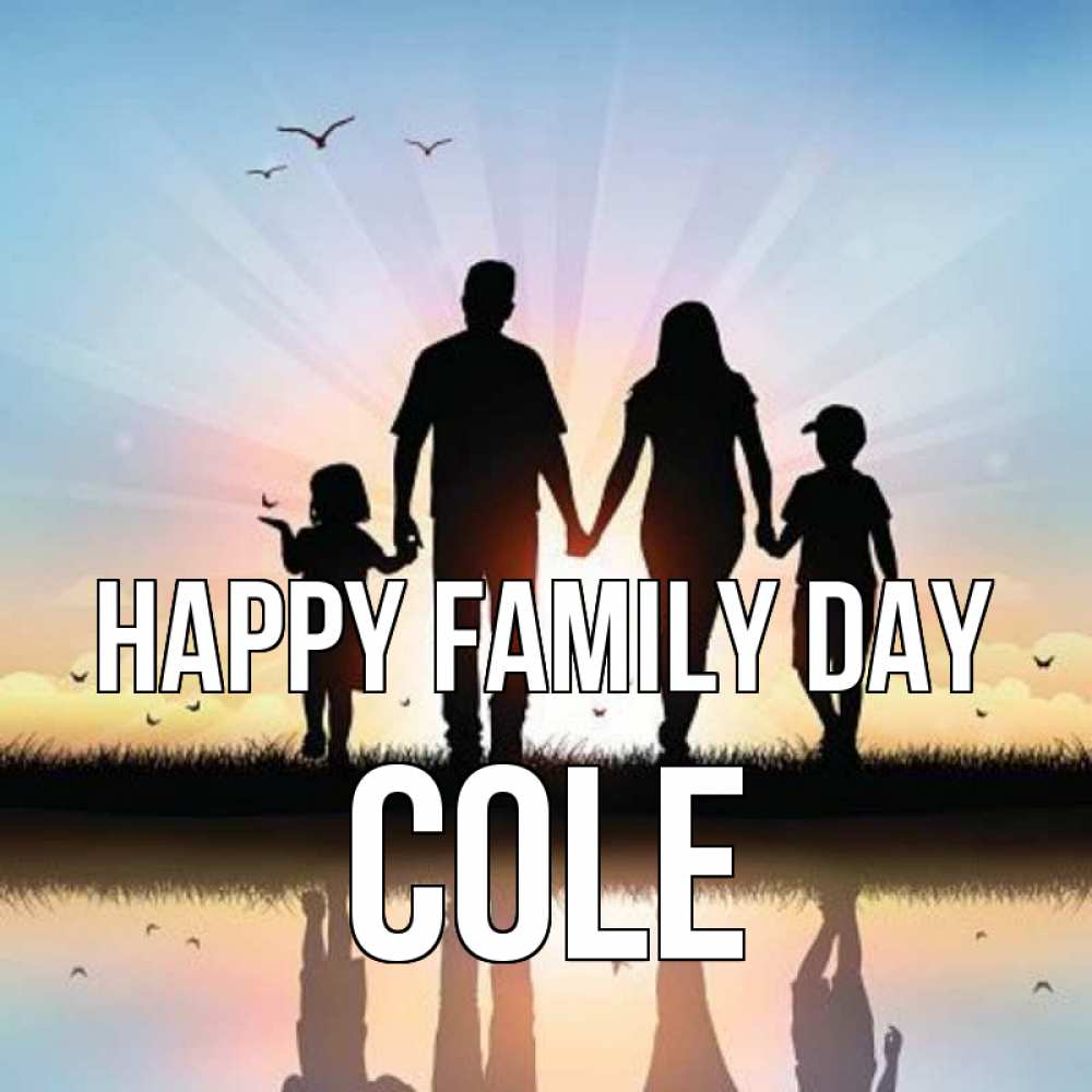 Greetings card с именем, Cole happy family day сын, дочка, мама, папа, море , закат Greetings with text for free download 