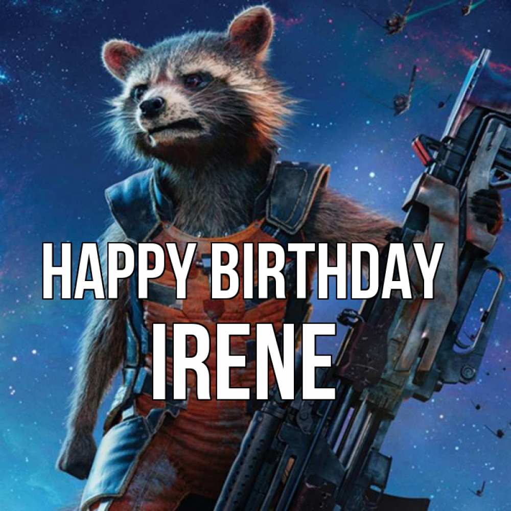 Greetings card с именем, Irene Happy Birthday реактивный Рокета Greetings with text for free download 