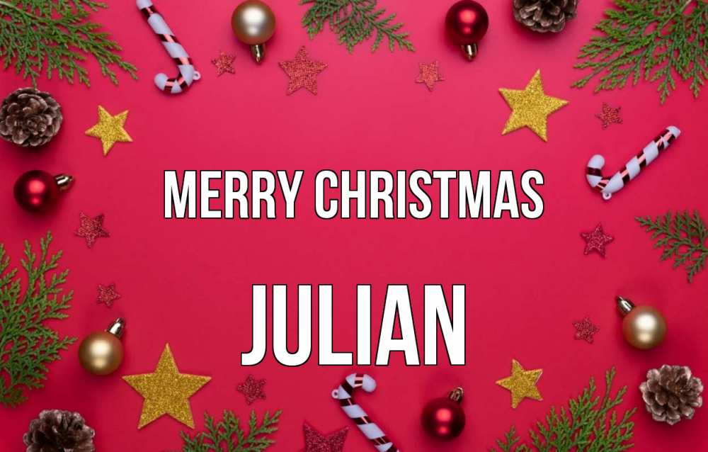 Greetings card с именем, Julian Merry Christmas с рождеством Greetings with text for free download 