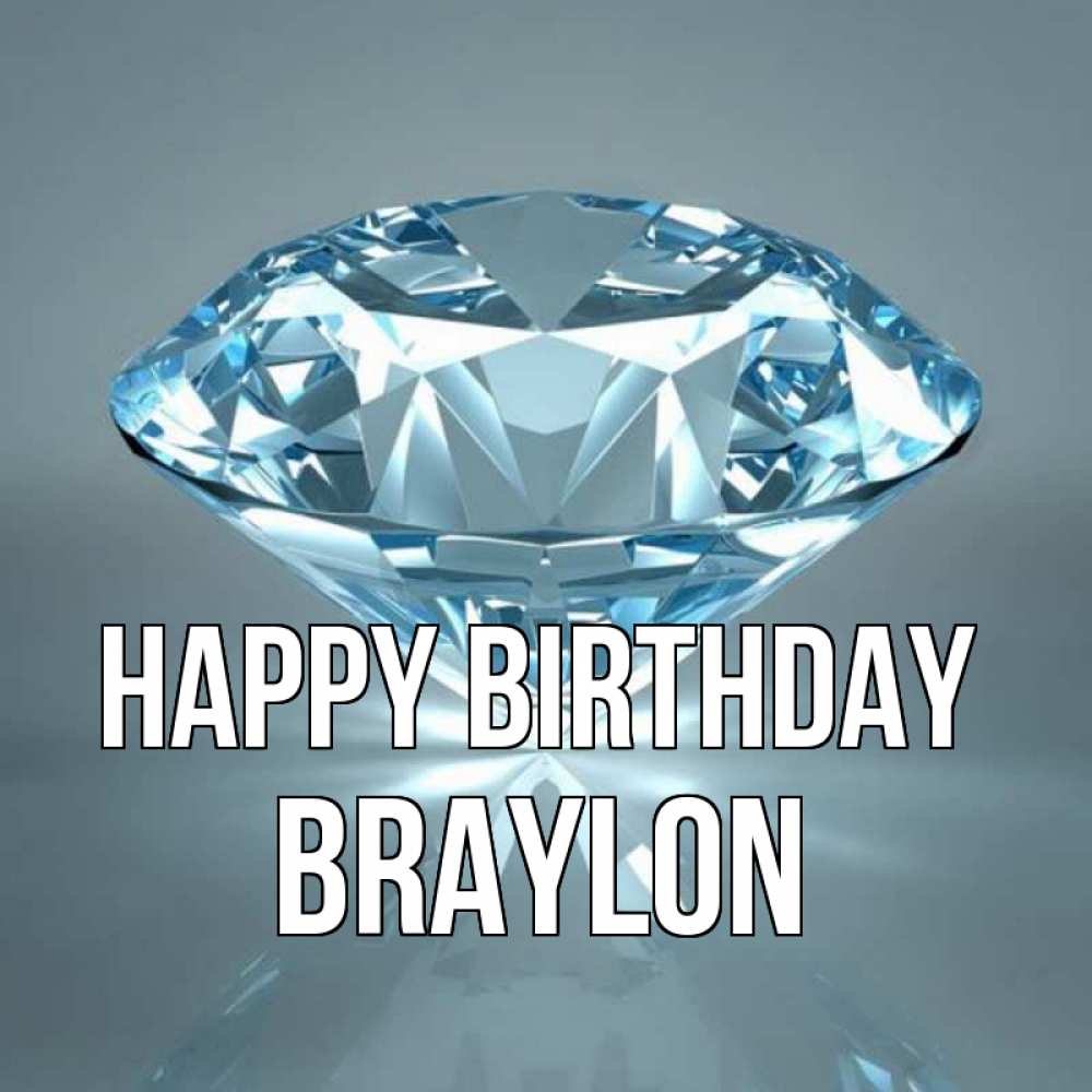 Greetings card с именем, Braylon Happy Birthday с бриллиантом голубого цвета Greetings with text for free download 