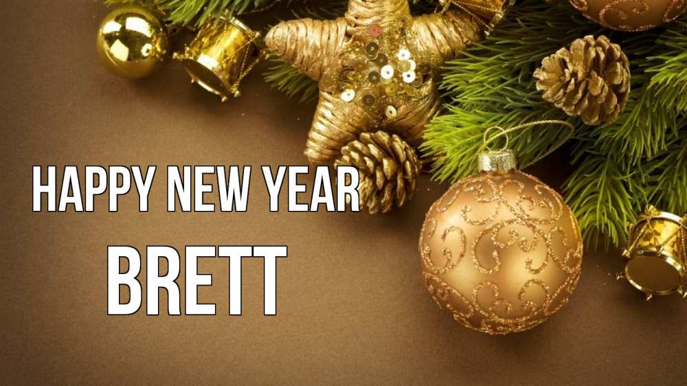 Greetings card с именем, Brett Happy New Year новый год Greetings with text for free download 