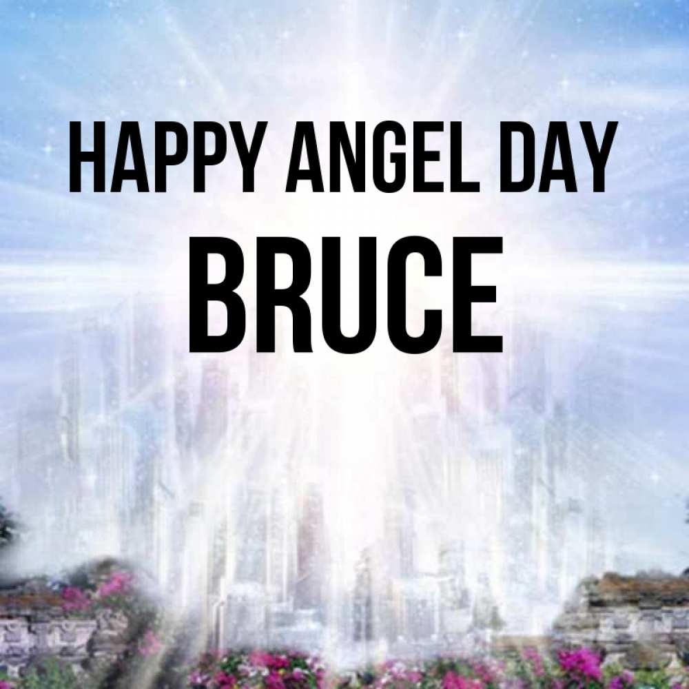 Greetings card с именем, Bruce happy angel day небесный свет Greetings with text for free download 