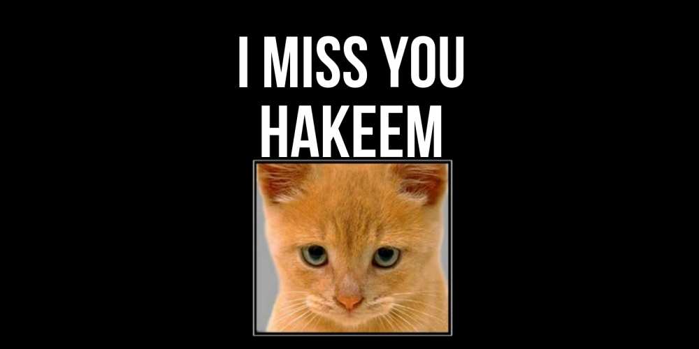 Greetings card с именем, Hakeem I miss you открытки рыжий котенок скучает по тебе Greetings with text for free download 