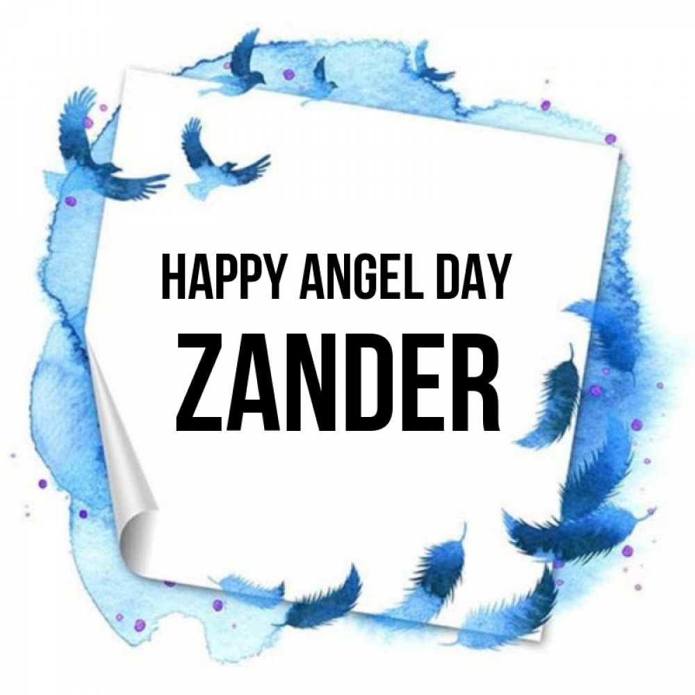 Greetings card с именем, Zander happy angel day красивые птицы летят Greetings with text for free download 