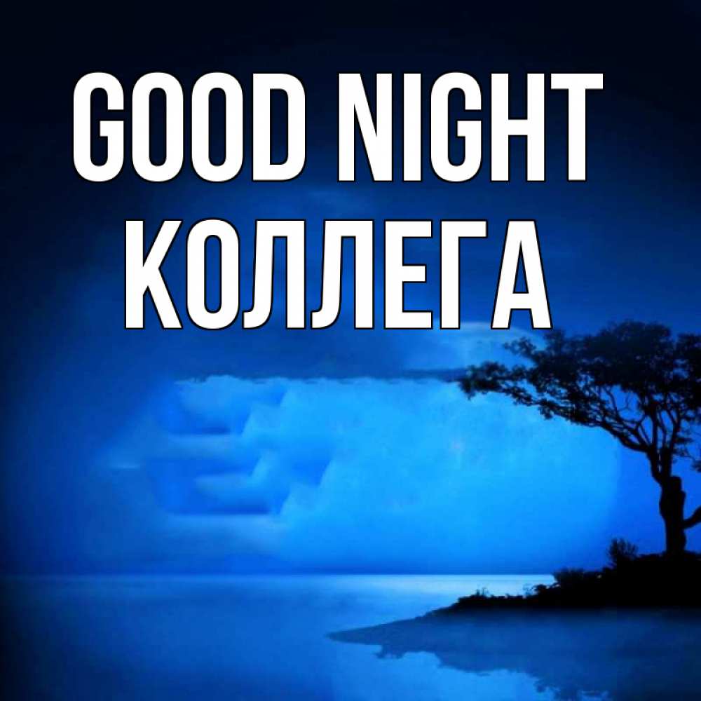 Greetings card с именем, Коллега Good night ночное побережье Greetings with text for free download 