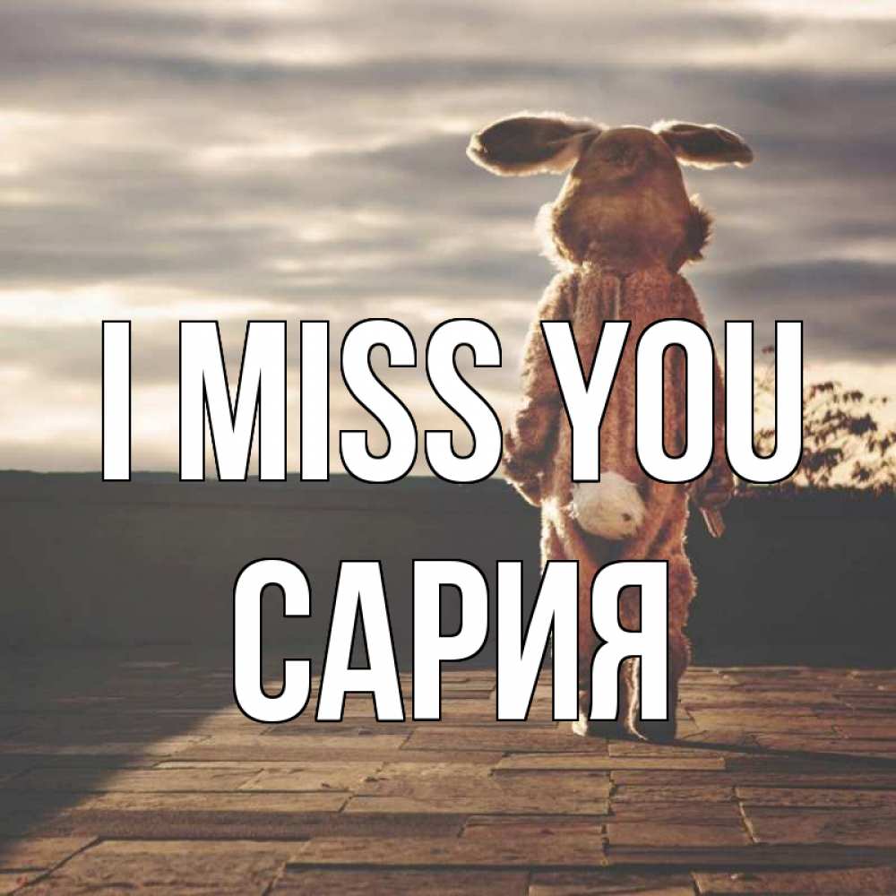 Greetings card с именем, САРИЯ I miss you даже в костюме зайца Greetings with text for free download 