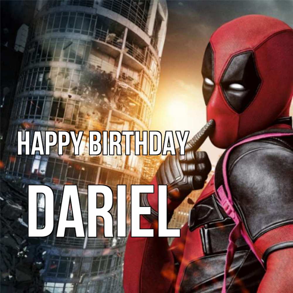 Greetings card с именем, Dariel Happy Birthday с супергероями Greetings with text for free download 