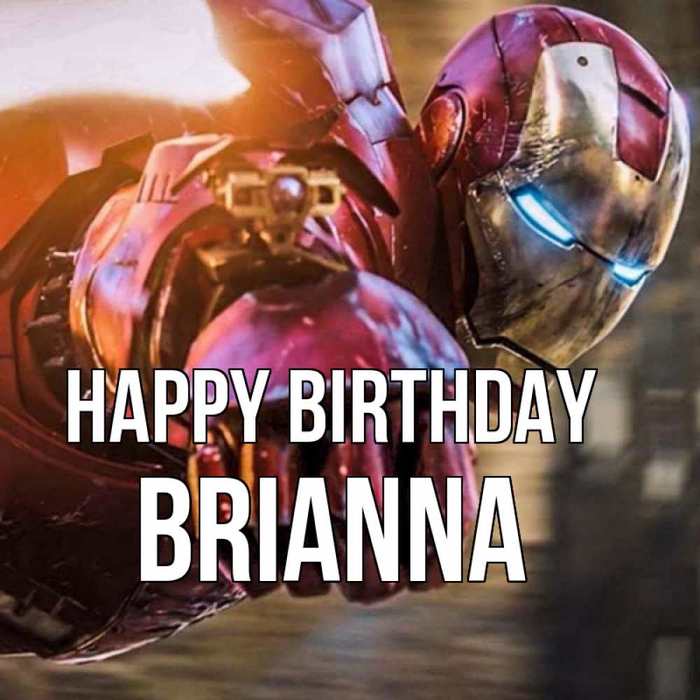 Greetings card с именем, Brianna Happy Birthday марвел супергерои в костюме Greetings with text for free download 