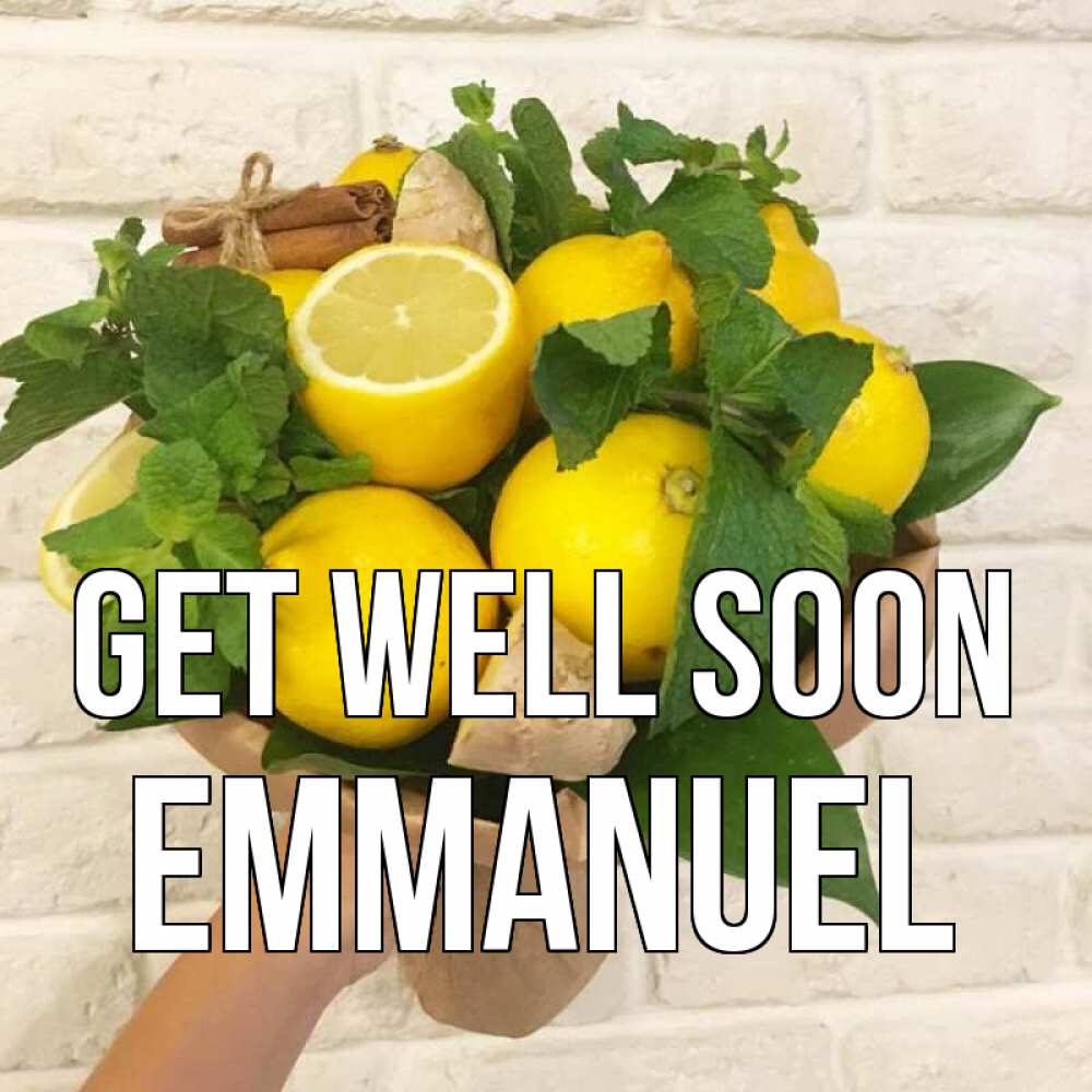 Greetings card с именем, Emmanuel Get well soon витамины Greetings with text for free download 