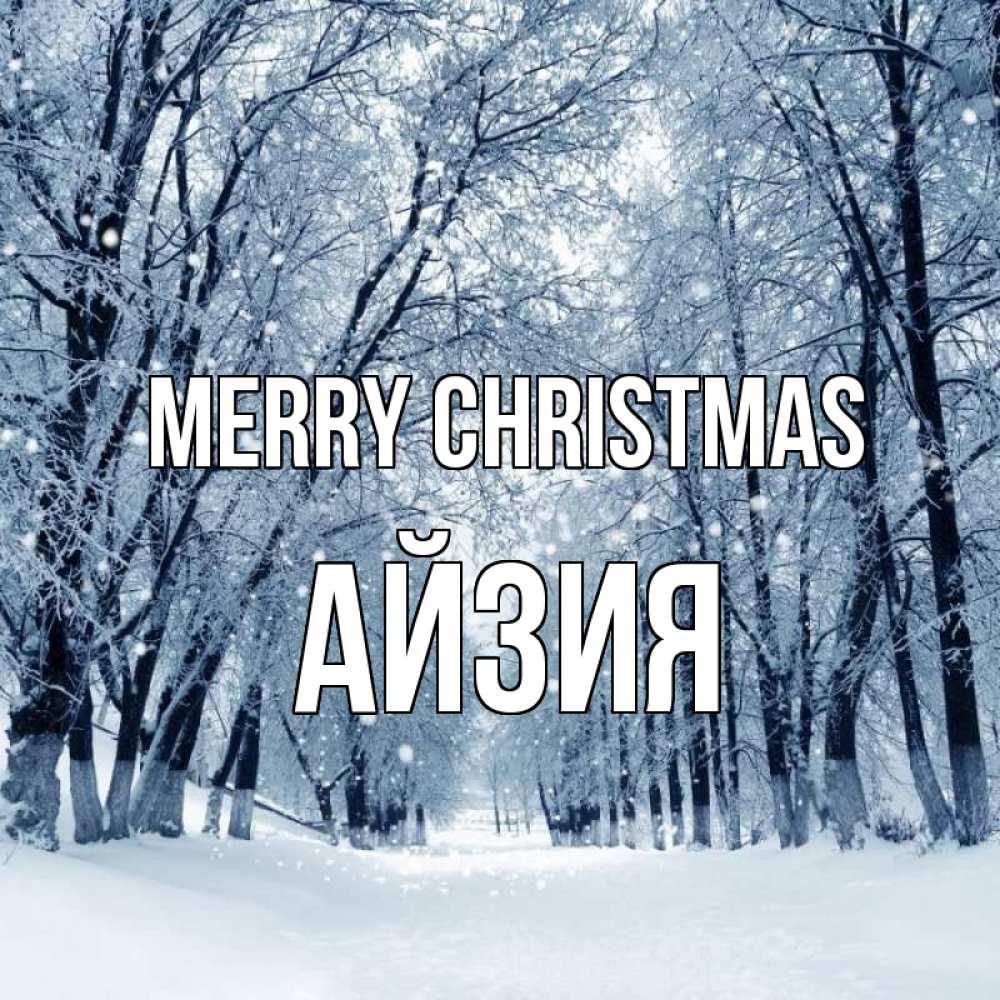 Greetings card с именем, АЙЗИЯ Merry Christmas снег, лес, парк Greetings with text for free download 