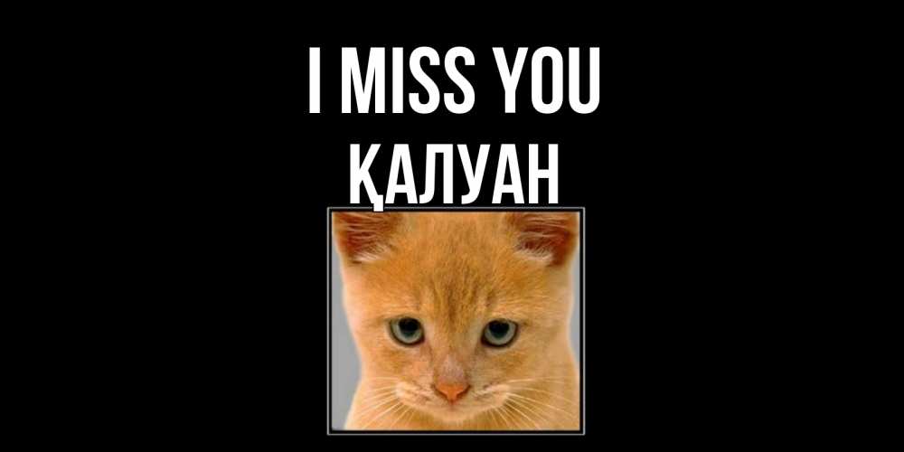 Greetings card с именем, ҚАЛУАН I miss you открытки рыжий котенок скучает по тебе Greetings with text for free download 