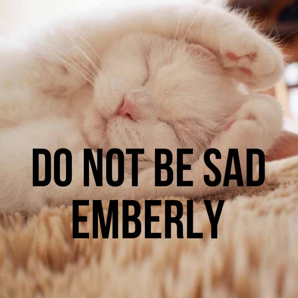 Greetings card с именем, Emberly Do not be sad Котенок спит Greetings with text for free download 